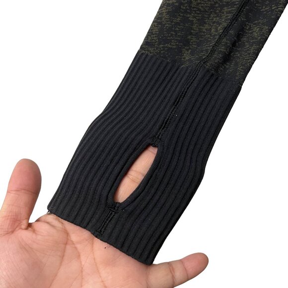 Lululemon Womens Olive Black Static 1/2 Zip Ribbed Trim Long Sleeve Pullover XS - Picture 3 of 6